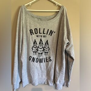 Women’s slouch neck lightweight sweatshirt.